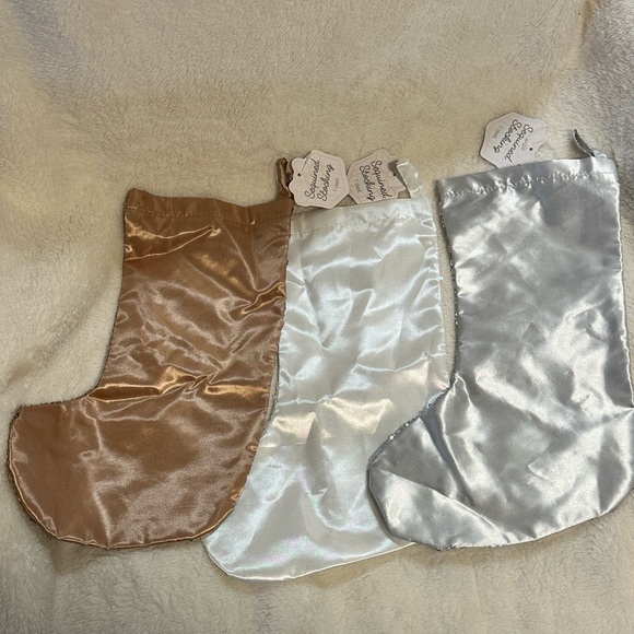 16" Long Christmas Stocking Sequined Stocking Colors 3 gold, silver, and pink - Picture 3 of 4